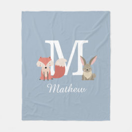 Niedliche Fox- und Kaninchenwaldtiere Monogramm Bl Fleecedecke