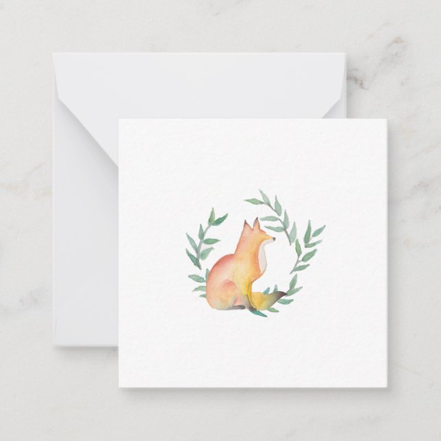 Niedliche Fox- und Laurel-Wreath-Karte Mitteilungskarte (Vorderseite)