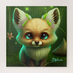 Niedliche Fox- und Orangen-Blume grün