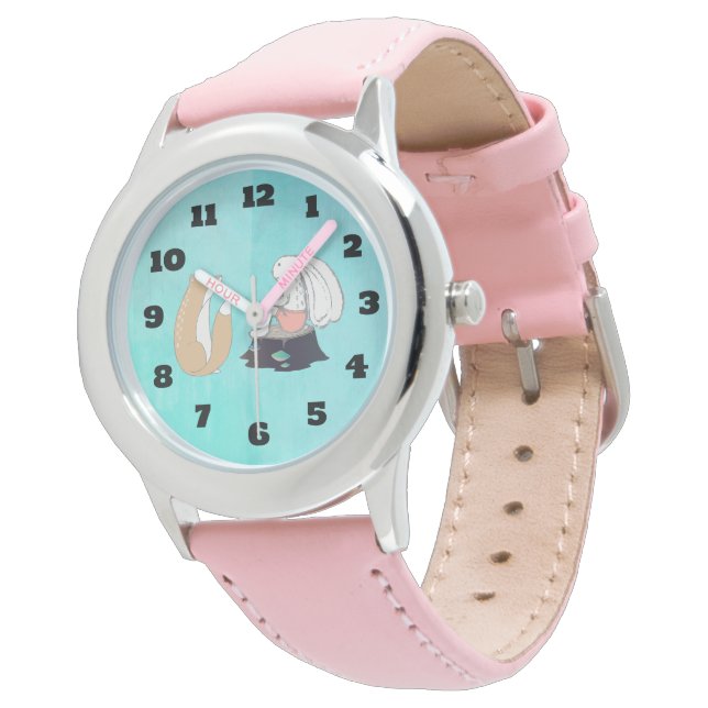 Niedliche Fox- und Rabbit-Waldkreaturen Zeichnend Armbanduhr (Schrägansicht)