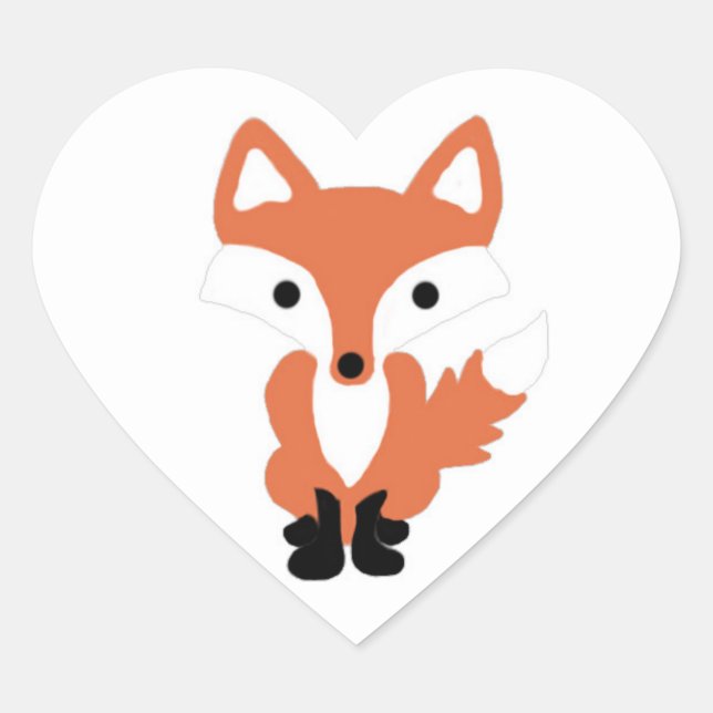Niedliche Fox Woodland Tierkleber Herz-Aufkleber (Vorderseite)