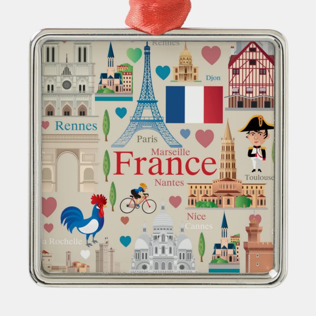 Niedliche Frankreich-Ikonen Ornament Aus Metall (Vorne)