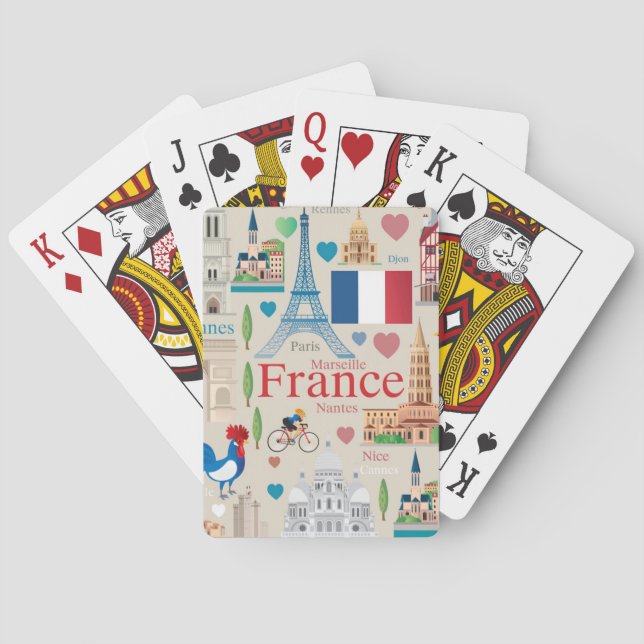 Niedliche Frankreich-Ikonen Spielkarten (Rückseite)