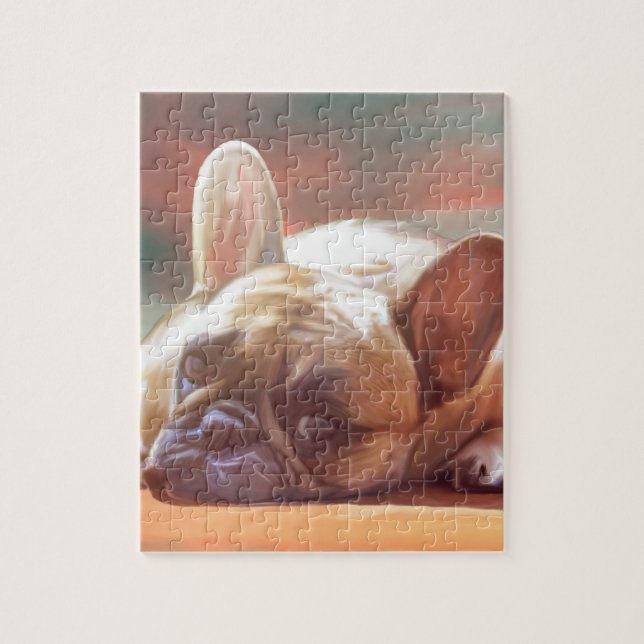 Niedliche französische Bulldog-Aquarellmalerei (Vertikal)