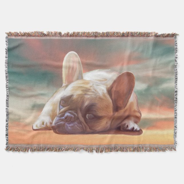 Niedliche französische Bulldog-Aquarellmalerei Decke (Vorderseite)