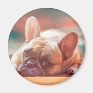 Niedliche französische Bulldog-Aquarellmalerei Magnet