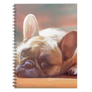 Niedliche französische Bulldog-Aquarellmalerei Notizblock