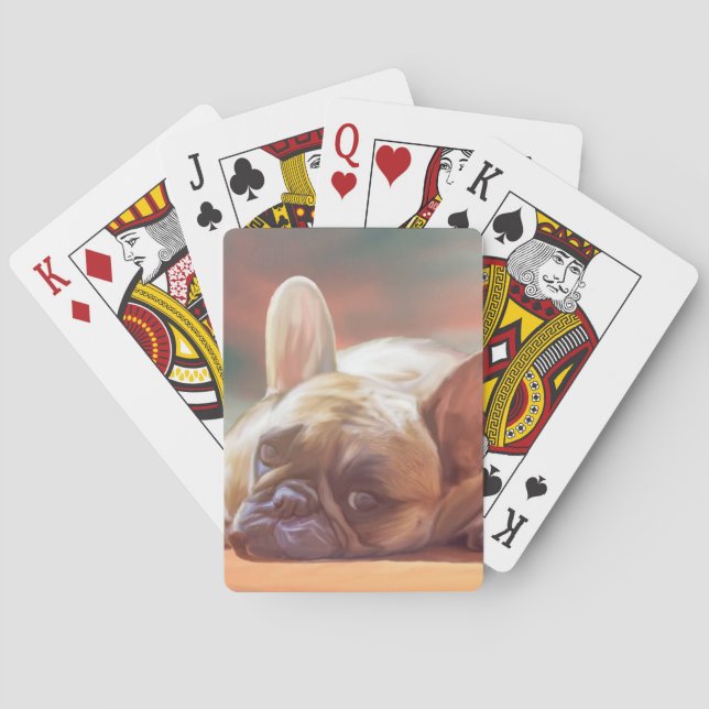 Niedliche französische Bulldog-Aquarellmalerei Spielkarten (Rückseite)