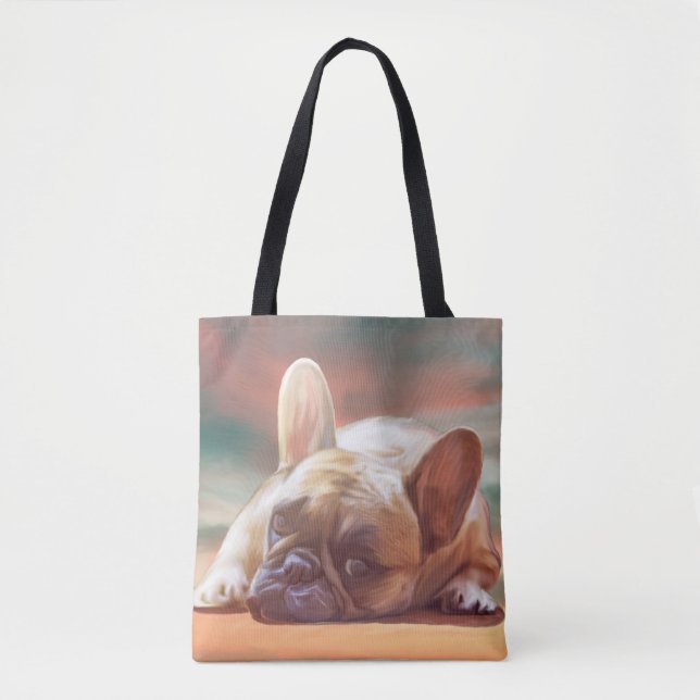 Niedliche französische Bulldog-Aquarellmalerei Tasche (Vorderseite)