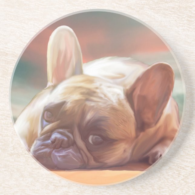 Niedliche französische Bulldog-Aquarellmalerei Untersetzer (Vorne)