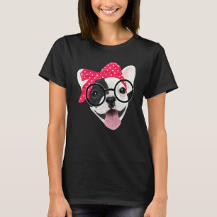 Niedliche französische Bulldog-Brille mit Headband T-Shirt