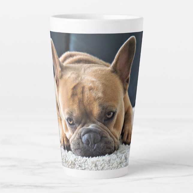 Niedliche französische Bulldog-Latte-Tasse Milchtasse (Vorderseite)