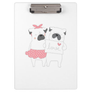 Niedliche französische Bulldog-Liebe   Hund Lover Klemmbrett
