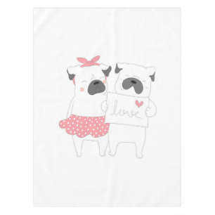 Niedliche französische Bulldog-Liebe   Hund Lover Tischdecke