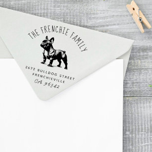 Niedliche französische Bulldog-Rücksendeadresse Gummistempel
