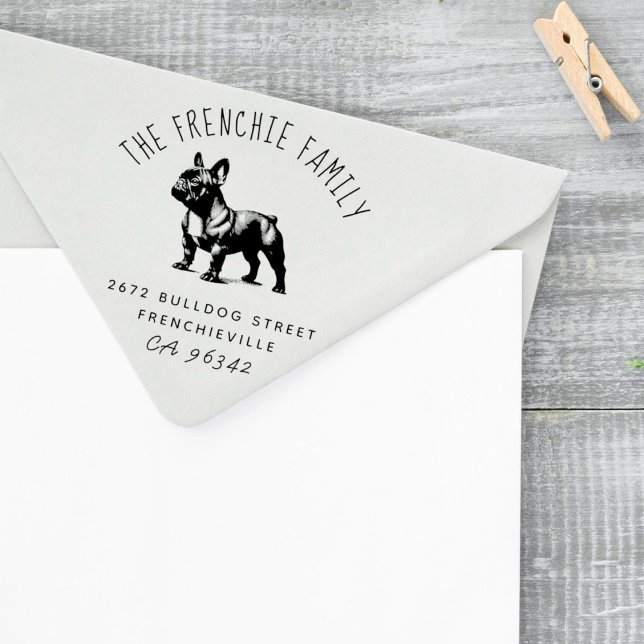 Niedliche französische Bulldog-Rücksendeadresse Gummistempel (Von Creator hochgeladen)
