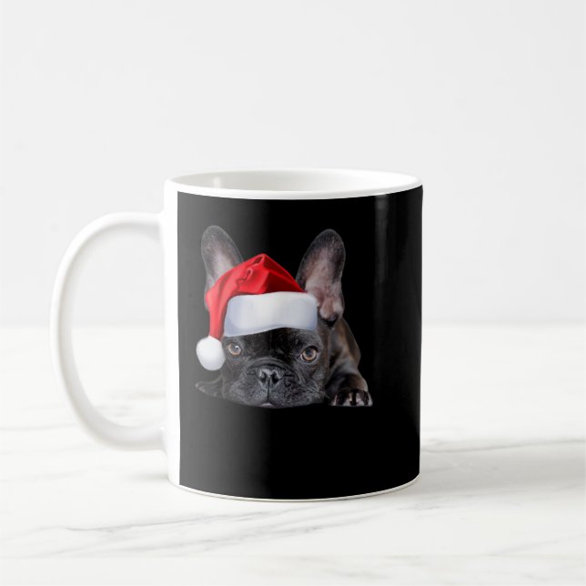 Niedliche französische Bulldog Weihnachtsmannmütze Kaffeetasse (Links)