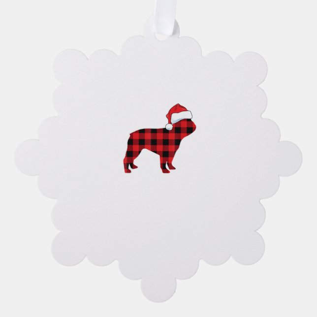 Niedliche französische Bulldog-Weihnachtsmannmütze Ornament Karte (Vorderseite)