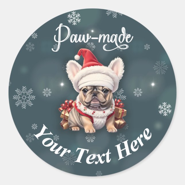 Niedliche französische Bulldog Weihnachtsmannmütze Runder Aufkleber (Vorderseite)