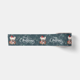 Niedliche französische Bulldog-Weihnachtsmannmütze Satinband