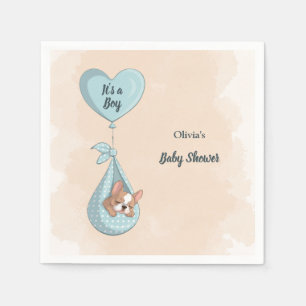 Niedliche französische Bulldog Welpe Blue Heart Ba Serviette