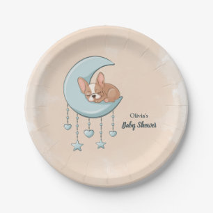 Niedliche französische Bulldog Welpe Blue Moon Bab Pappteller