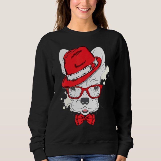 Niedliche französische Bulldog Welpe trägt einen H Sweatshirt (Vorderseite)