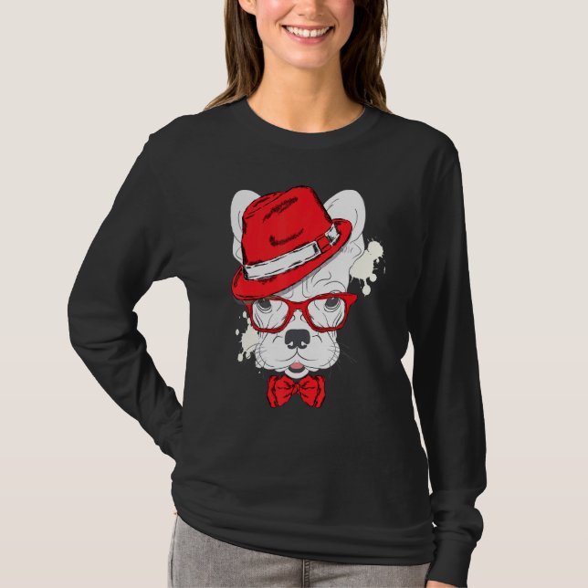 Niedliche französische Bulldog Welpe trägt einen H T-Shirt (Vorderseite)