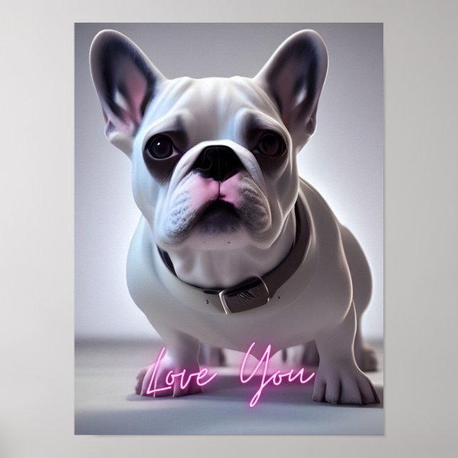 Niedliche französische Bulldog Zitat LIEBE IHNEN M Poster (Vorne)