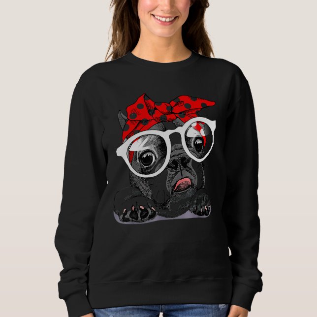Niedliche französische Bulldogge, farbenfrohe Head Sweatshirt (Vorderseite)