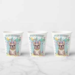 Niedliche französische Bulldogge Pastel Pappbecher