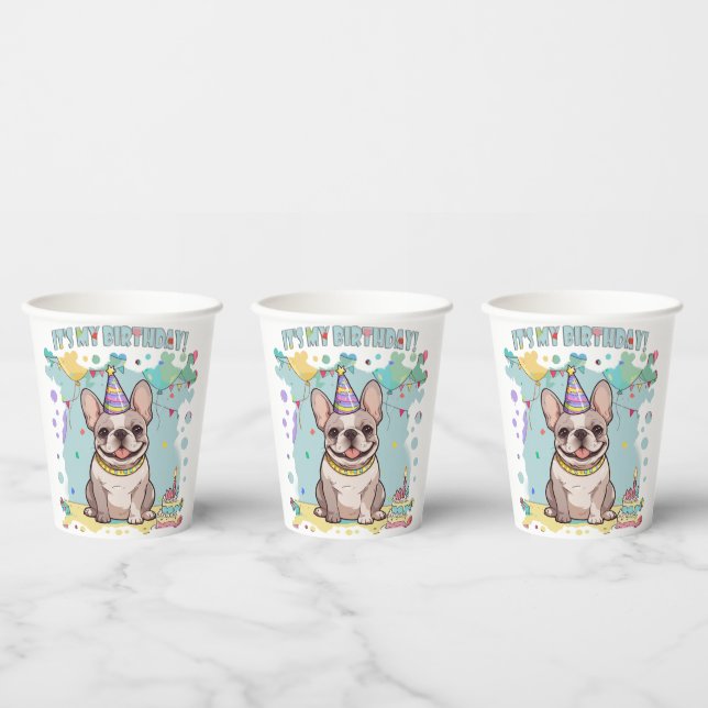 Niedliche französische Bulldogge Pastel Pappbecher (Multi)