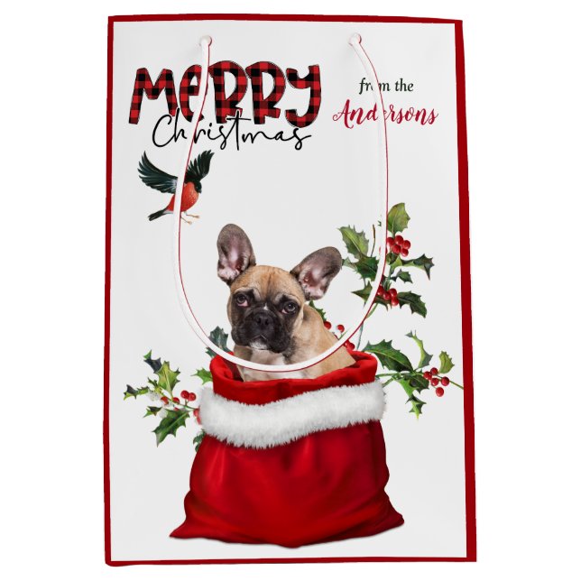 Niedliche französische Bulldohweihe Mittlere Geschenktüte (Vorderseite)