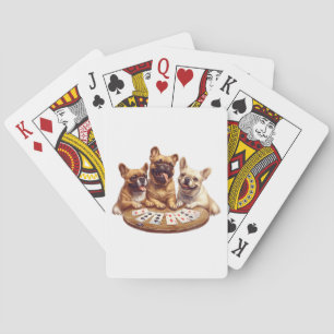 Niedliche französische Bullhunde, die Karten spiel Spielkarten