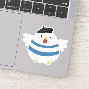 Niedliche französische Henne mit Barett Aufkleber