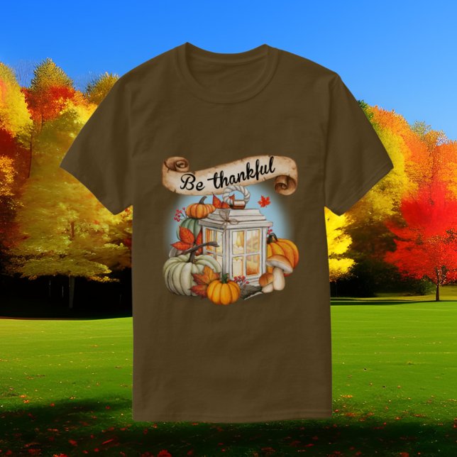 niedliche Frauen dankbar Wortart Fall Saison T-Shirt (Von Creator hochgeladen)