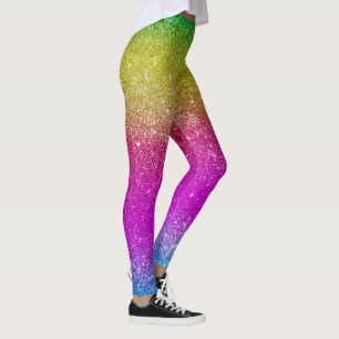 Niedliche Frauen und Mädchen Glitzer Regenbogen Leggings