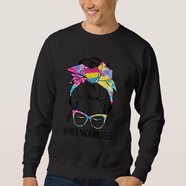 Niedliche freie Mama Hugs Messy Bun Pansexual Prid Sweatshirt (Vorderseite)
