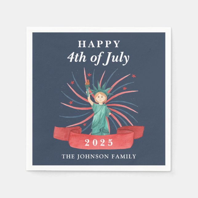 Niedliche Freiheitsstatue am 4. Juli Serviette (Vorderseite)