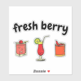 Niedliche Fresh Stylish Glass Cocktail Berry Lover Aufkleber