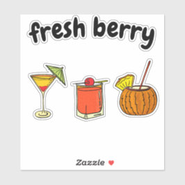 Niedliche Fresh Stylish Glass Cocktail Berry Lover Aufkleber