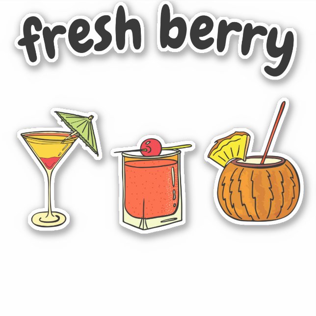 Niedliche Fresh Stylish Glass Cocktail Berry Lover Aufkleber (Vorderseite)
