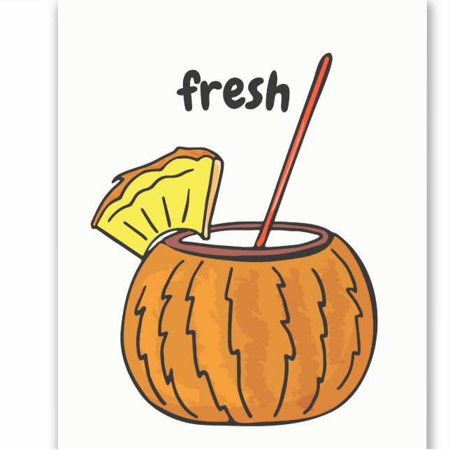 Niedliche Fresh Stylish Glass Cocktail Coconut Lie Aufkleber (Vorderseite)