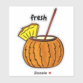 Niedliche Fresh Stylish Glass Cocktail Coconut Lie Aufkleber