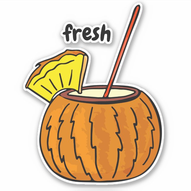Niedliche Fresh Stylish Glass Cocktail Coconut Lie Aufkleber (Vorderseite)