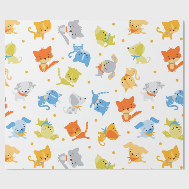 Niedliche Fresszelle für Katzen und Hunde Geschenkpapier (Flach)