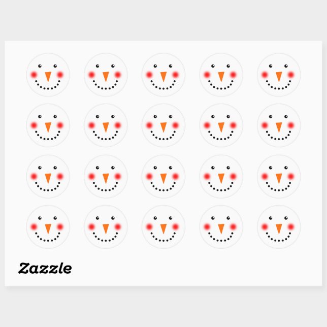 Niedliche Freude Snowman Happy Lächeln Gesicht Url Runder Aufkleber (Blatt)