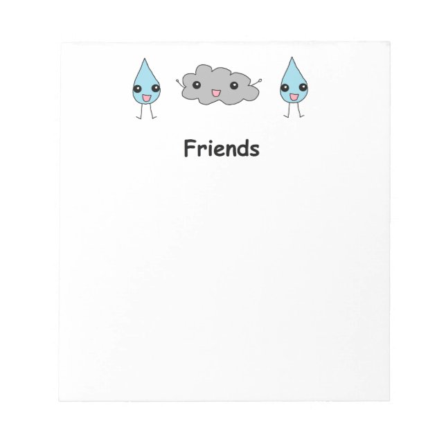 Niedliche Freunde der Cloud und Raindrop Notizblock (Vorderseite)