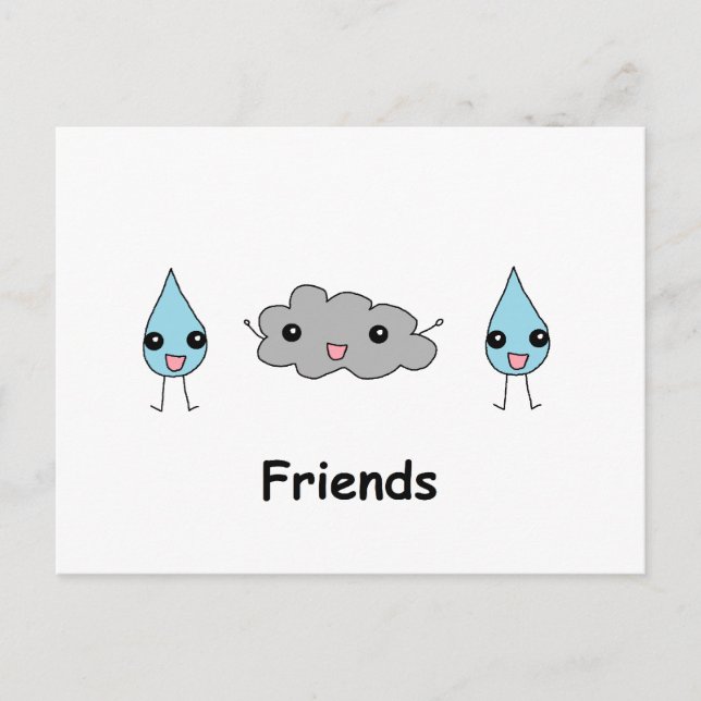 Niedliche Freunde der Cloud und Raindrop Postkarte (Vorderseite)