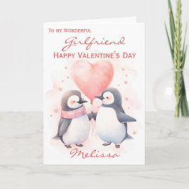 Niedliche Freundin Penguin Ballon Valentinstag Karte